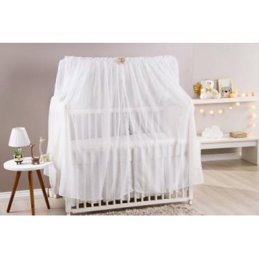Imagem de Mosquiteiro Avulso Berço Americano 1.50 x 1.30 Voal Branco e Laço Deco
