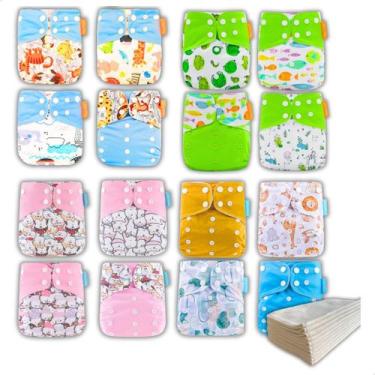 Imagem de Kit 16 Fraldas De Pano Modernas + 20 Absorventes 6 Camadas - Malana Ec