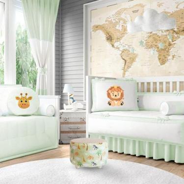 Imagem de Puff assento para criança infantil personalizado safari redondo quarto