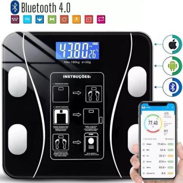 Imagem de Balança Corporal Digital Bluetooth App Saúde Premium Preta - LIPPIN