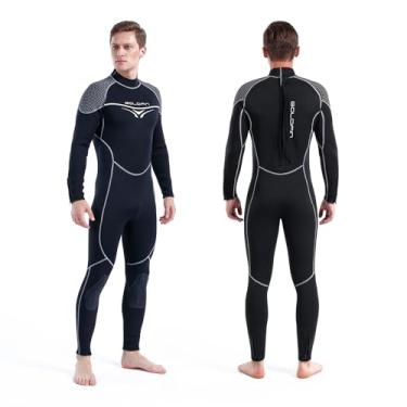 Imagem de Roupa de mergulho feminina masculina de 3 mm, roupa de neoprene de manga comprida, roupa térmica com zíper nas costas para esportes aquáticos, caiaque, surfe, snorkeling (masculino, G)