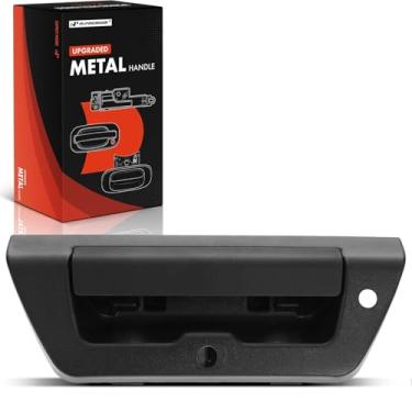 Imagem de A-Premium Alça de porta traseira de metal atualizada com orifício para câmera e fechadura compatível com Ford F-150 F150 2015 2016 2017, preto texturizado, número de substituição FL3Z-9943400-BA