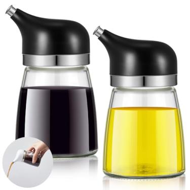 Imagem de Yiyiring Conjunto de 2 unidades de dispensador de molho de soja de vidro pequeno para azeite de oliva e vinagre, frasco de molho de soja, bico antigotejamento, recipiente para garrafa de galheteiro