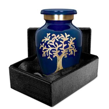 Imagem de Trupoint Memorials Urnas de Cremação para Cinzas Humanas- Urnas Decorativas, Urnas para Cinzas Humanas Femininas e Masculinas, Urnas para Cinzas Adultas Femininas, Urnas Funerárias (Pequeno, Azul)