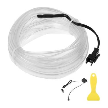 Imagem de A ABSOPRO Cabo de fio EL de 4 m LED que brilha na faixa de iluminação interior do carro luz neon flexível para decoração de carro USB (5 v) azul gelo