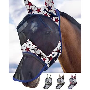 Imagem de Harrison Howard LumiVista Máscara de mosca de cavalo nariz longo com orelhas proteção UV para cavalo Dream Star M Cob