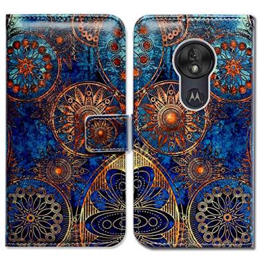 Imagem de Bcov Capa para Moto G7 Play 2019, Moto G7 Optimo, Lindas Cores Círculo Mandala Couro Flip Capa Carteira com Suporte para Cartão para Motorola Moto G7 Play