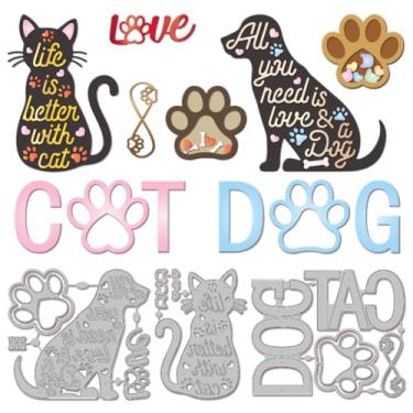 Imagem de GLOBLELAND Palavras de gato e cachorro, moldes de corte para scrapbooking, metal, corte de pata, moldes de amor, cortes para fazer cartões, gravação em relevo, álbum de fotos, decoração de artesanato