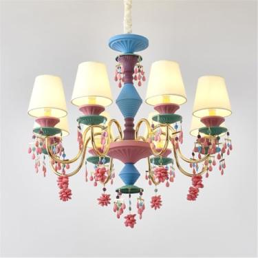 Imagem de Cristal Contemporâneo Vela Pendente Lâmpada Europeia Luxo Sala de Estar Restaurante Quarto Quarto de Criança Quarto de Menina Villa Vestuário Loja Salão de Beleza Candelabro (E B 8 luzes)