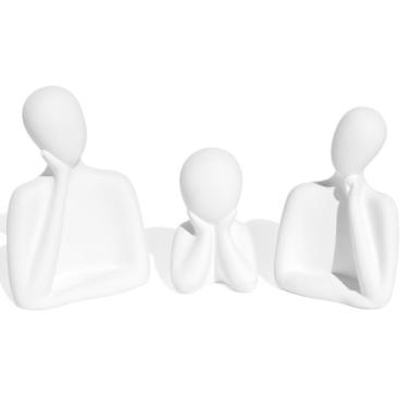 Imagem de Estátua Decorativa Jogo 3 peças Família em Cimento Artesanal (Branco)