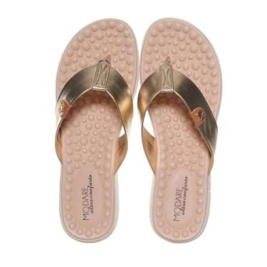 Imagem de Tamanco Feminino Modare Ortopédico Ultraconforto Dourado, Dourado, 37