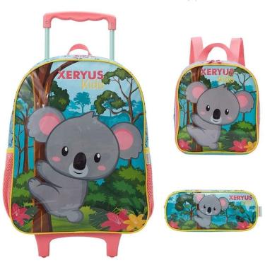 Imagem de Kit Mochila Rodinha Lancheira Estojo Infantil Coala Xeryus