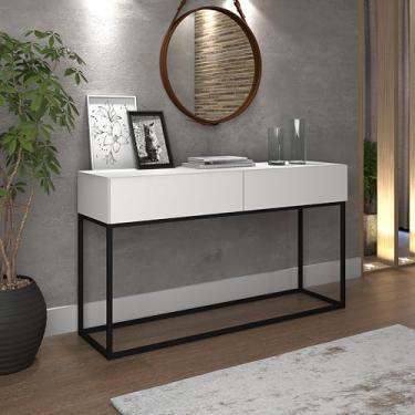 Imagem de Aparador Eros 110cm Comprimento Pés Em Metal Preto Móvel Branco