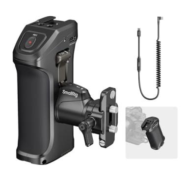 Imagem de SmallRig Alça lateral giratória contínua com gatilho REC e 2 cabos de controle para Canon R5 II / R5 / R6 / R6 II, para Blackmagic BMPCC 4K / 6K / 6K Pro, compatível com bateria F550/570 para saída de