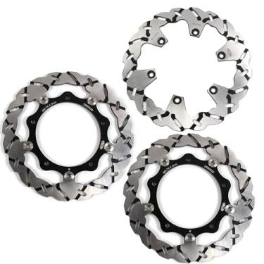 Imagem de Discos de freio dianteiros e traseiros flutuantes Rotores compatíveis com Yamaha Yamaha XP T-MAX 500 2004-2007, preto