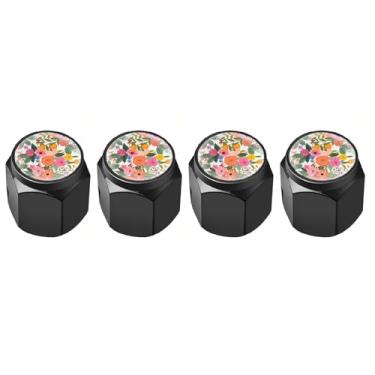 Imagem de 4 peças de tampas de haste de válvula de pneu, tampa de válvula de ar de metal, tampas de haste de roda de carro de alumínio, capas de haste universais para carros, caminhões, bicicletas,