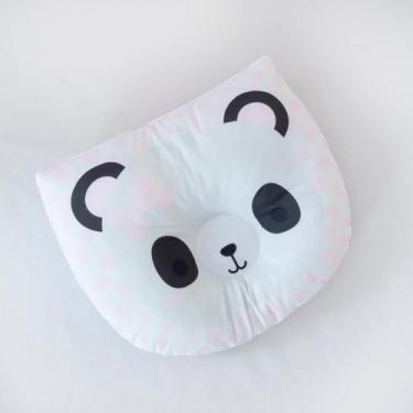 Imagem de Travesseiro Almofada Anatômico de Bichinhos para Bebê Feminino e Masculino RN (Panda Rosa)