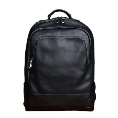 Imagem de Mochila de ombro masculina de couro genuíno, bolsa multifuncional de couro para viagem, bolsa de computador de 16 polegadas para homens