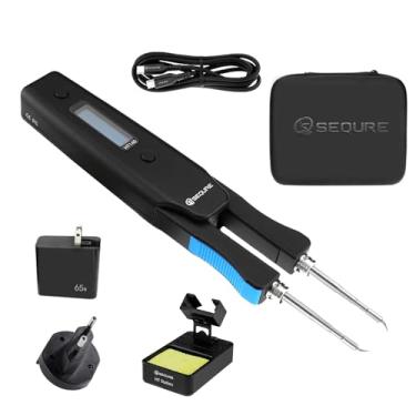 Imagem de SEQURE Kit De Ferro De Solda Portátil 2 Em 1 Com Pinças Quentes Ht140, Aquecimento Rápido De 2S, 122-932℉, 3 Temperaturas Predefinidas, Calibração De Temperatura, Suspensão Automática, Ferro De Sol