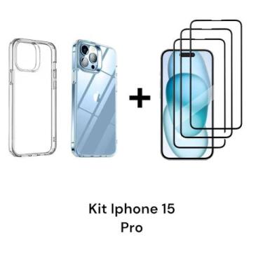 Imagem de Capa Capinha Transparente Para Iphone 15 PRO + 3UN Películas De Vidro 