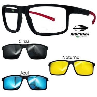 Imagem de Oculos Mormaii Swap 5 6127 A85 Preto Red Com 3 Clipons, Cinza, Azul, N