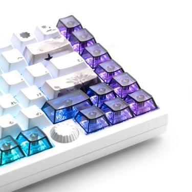 Imagem de XVX Teclas pretas transparentes, tampas de teclas transparentes de cristal em branco, material de PC, capas de teclado DIY personalizadas, teclas de doces retroiluminadas com perfil cereja para