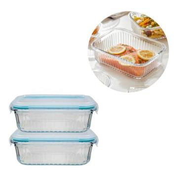 Imagem de 2Un Pote Canelado Hermético 640ML Vidro Trasparente/Resistente  - Belo