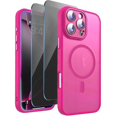 Imagem de TXXO Capa magnética para iPhone 16 Pro compatível com Magsafe, com protetores de tela de privacidade X2 [proteção total da câmera] Capa de telefone feminina translúcida fosca à prova de choque para 16