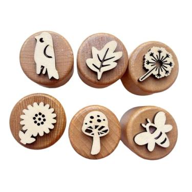Imagem de oshhni Carimbos de madeira selos de impressão de, carimbos de cerâmica de jardim de infância para artesanato de arte para cartas de sala de aula, Primavera