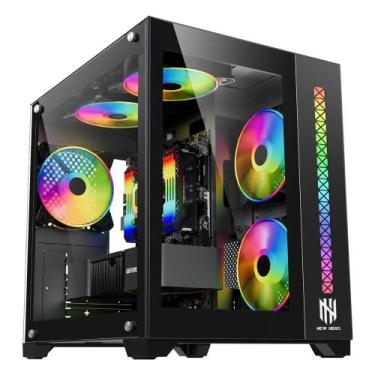 Imagem de Gabinete Gamer New Hero Majesty, RGB, Mid Tower, Vidro Temperado, Sem 