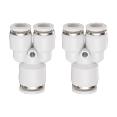 Imagem de HARFINGTON 2 peças de encaixes push to connect tubo de 3/8 polegada OD x 5/40.6 cm OD, kit de encaixe pneumático de mangueira de ar de conexão rápida de plástico T reduzindo 3 maneiras conector de