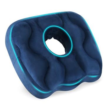 Imagem de H-Brotaco Almofada de assento, almofadas de cadeira para alívio da dor, cadeira de escritório para longas horas sentadas com capa lavável, almofada de espuma macia para assento de carro, cadeira de