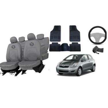 Imagem de Conjunto de capa couro Yaris +tapete antideslizante - ferro tech br