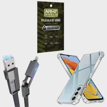 Imagem de Capa Capinha Antishock Samsung Galaxy A05 + Cabo Tipo-C 4 em 1 + Pelicula de Vidro 3D - ArmyShield
