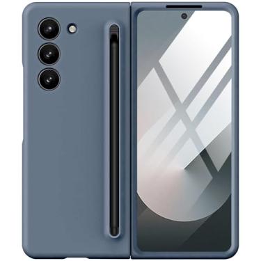 Imagem de Capa para Samsung Galaxy Z Fold 6 com S Pen e protetor de tela integrado, compatível com carregamento sem fio MagSafe capa protetora à prova de choque para Samsung Z Fold 6 5g Shell (cinza escuro)