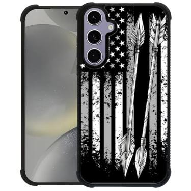 Imagem de Goodsprout Capa compatível com Samsung Galaxy S24 S25, bandeira americana, tiro com arco e flecha, design incrível à prova de choque, antiarranhões, capa traseira rígida de policarbonato para Samsung
