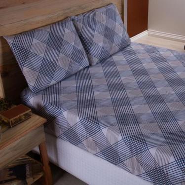 Imagem de Jogo De Lençol Casal 3P Estampado 400F Elástico Listrado - Beatriz Enx