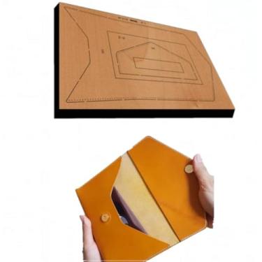 Imagem de YJIUYUANQ Matrizes de couro, moldes de corte de couro tulipa para trabalho em couro - bolsa de transporte de envelope