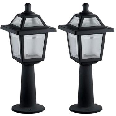 Imagem de Kit 2 Luminárias de Chão Preta Ravena Dital Balizador Jardim Muro Externo Clássico