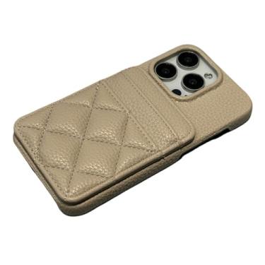 Imagem de Capa para iPhone 11 Pro (5,8") Carteira de bolso para cartão de luxo em couro com compartimento para cartão em treliça da moda, capa macia fosca, cáqui claro, para iPhone 11 Pro (5,8")