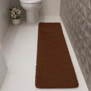 Imagem de Passadeira Macarrão Antiderrapante, 40 x 120 cm, Tapete para Banheiro e Corredor, Diversas Cores (Marrom Escuro)