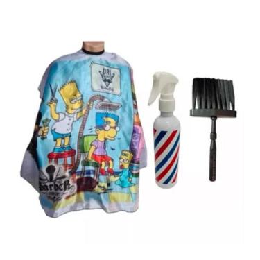 Imagem de Kit Barbeiro De Quebrada Capa Para Cortar Cabelo Com Borrifador Pole e