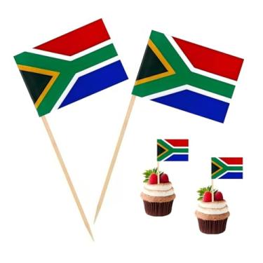 Imagem de 100 Pçs Bandeira da África do Sul Bandeiras de palito da África do Sul, palhetas de coquetel, mini palito, topos de cupcake, palitos de país, decoração de festa, celebração, coquetel, comida, bar,