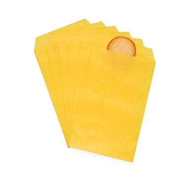 Imagem de Sacos pequenos de papel Kraft plano amarelo limão à prova de gordura 7,6 x 12,7 cm para padaria, biscoitos, doces, sobremesa, chocolate, sabonete, marchos, lembrancinhas de festa, pacote com 100 da Quotidian (7,6 x 12,7 cm)