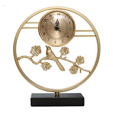 Imagem de Relógio de mesa, relógio de mesa, relógio de mesa, estilo chinês, casa, secretária, sala de estar, escritório, cobre, quatro estilos, relógio de 22 cm (cor: E) (B)