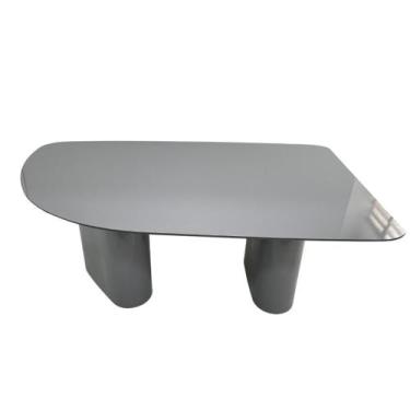 Imagem de Mesa de Jantar Orgânica 160x90cm Base Laca Cinza Tampo Cinza - Modelar