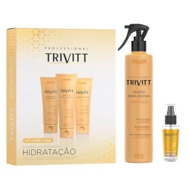 Imagem de Kit Home Care Hidratação + Fluido Escova + Reparador Pontas  Trivitt