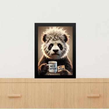 Imagem de Quadro Decorativo Café Panda - Preciso Cafeína 33X24Cm Vidro - Quadros