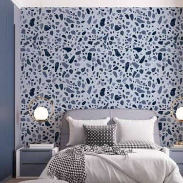 Imagem de Kit 3 Rolos Papel De Parede Adesivo Granilite Azul 3,0M