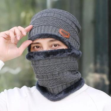 Imagem de Touca Gorro + Cachecol Quentinho Inverno Sku:kt01 - R.S MODAS, Cinza, 